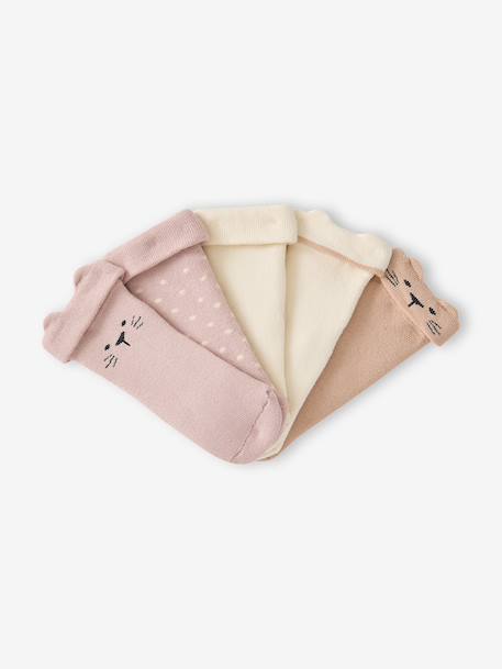 Pack of 5 booties for baby girls rosy 
