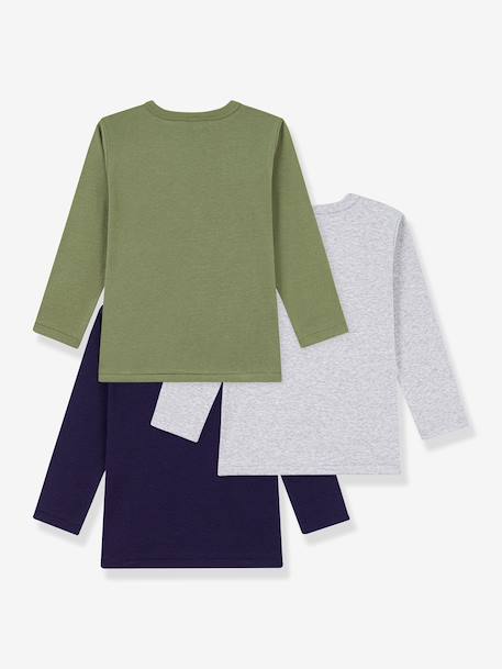Pack of 3 long-sleeved T-shirts by PETIT BATEAU multicoloured 