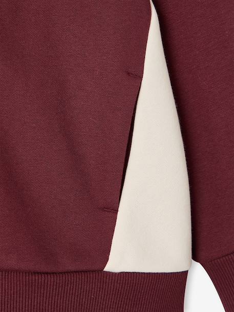 Zipped hooded sweatshirt for boys with colour block design bordeaux red+green+marl grey+medium blue+ochre 