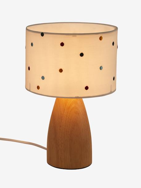 Bedside Lamp with Embroidered Dots BEIGE LIGHT SOLID WITH DESIGN 