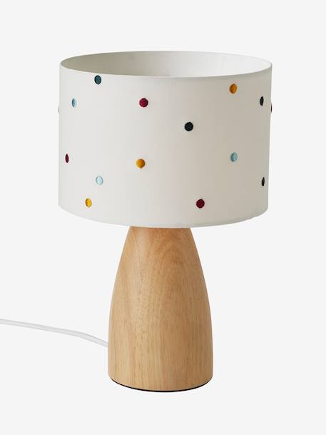 Bedside Lamp with Embroidered Dots BEIGE LIGHT SOLID WITH DESIGN 