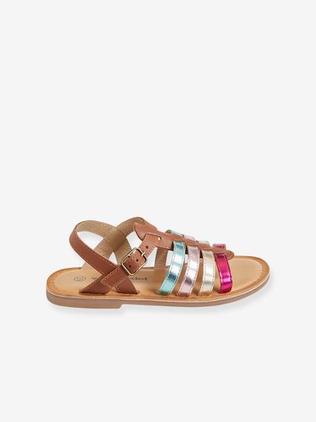 Multi-Strap Leather Sandals for Girls, Designed for Autonomy 6510+caramel+multicoloured 