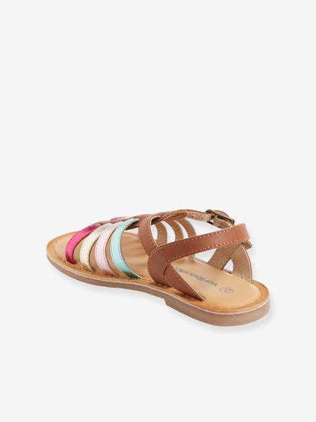 Multi-Strap Leather Sandals for Girls, Designed for Autonomy 6510+caramel+multicoloured 