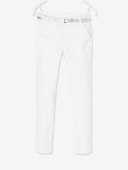 Girls-Trousers-Chino Trousers  in Sateen with Iridescent Belt for Girls