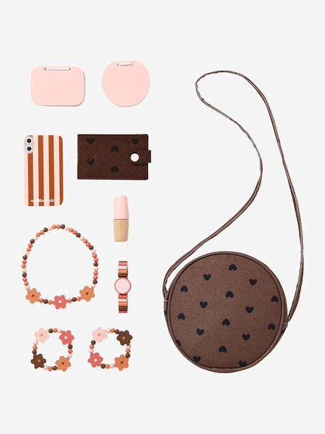 Handbag with FSC®100%  wooden accessories brown 