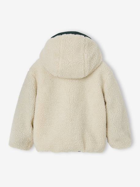 Reversible hooded jacket for boys fir green+grey blue 