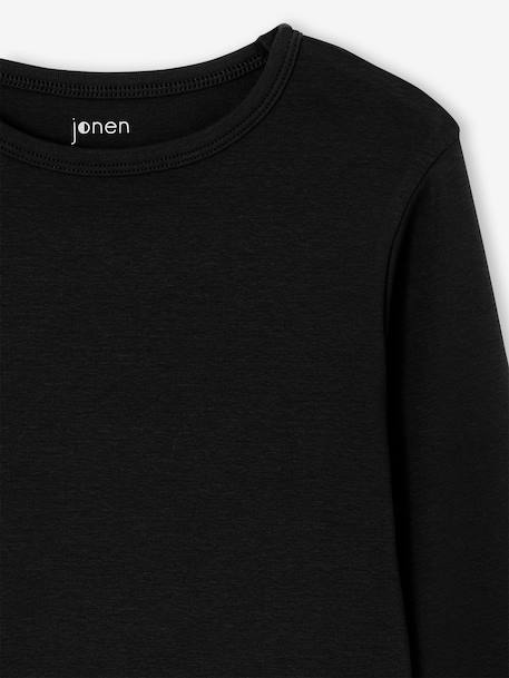 Pack of 2 cropped long-sleeved T-shirts for girls black+chocolate 