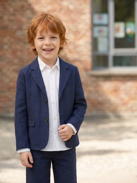 Occasion Wear Cotton/Linen Jacket for Boys beige+Beige+blue+Dark Blue+sage green 