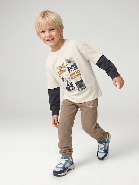 Jogging bottoms for boys beige+fir green+navy blue 