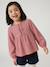 Long-sleeved blouse for girls blush+ecru 