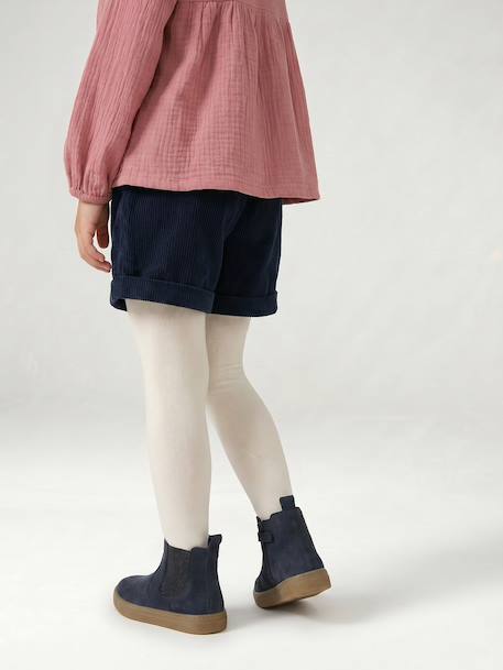 Corduroy Shorts with Heart Pockets, Easy To Slip On, for Girls khaki+navy blue+old rose+rose 