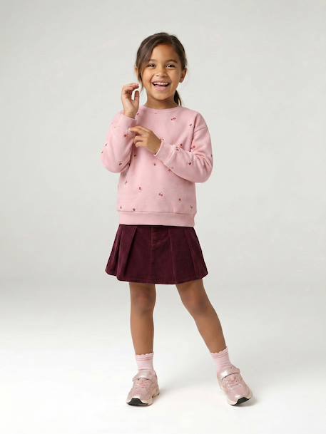 Pleated skort for girls beige+bordeaux red+English green 