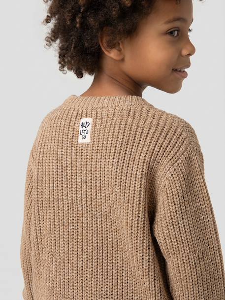 Round-neck jumper for boys marl beige 