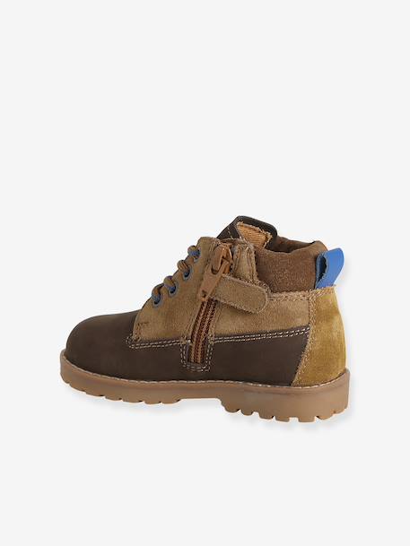 Baby first steps leather zip-up boots dark brown 