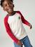 Long-sleeved T-shirt for boys bordeaux red+ochre+sage green 