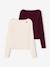 Pack of 2 Ribbed T-Shirts for Girls, JONEN bordeaux red+English green+marl grey 