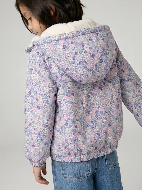 Reversible Leopard/Sherpa Windcheater with Hood for Girls beige+vanilla 