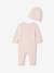 Newborn playsuit and hat set for girls pale pink 