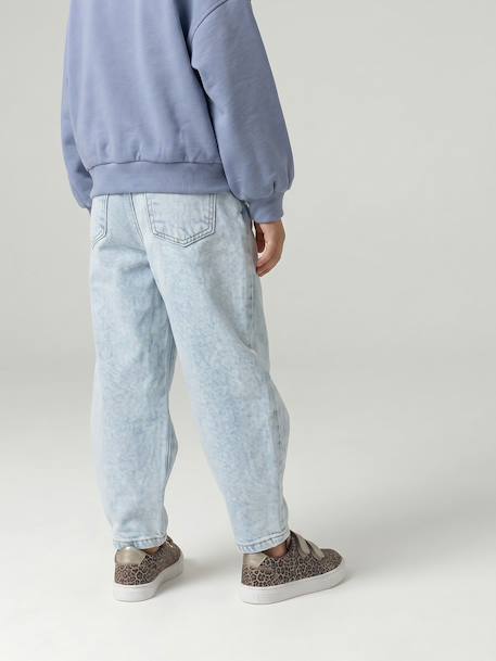 Balloon jeans for girls bleached denim+medium blue 