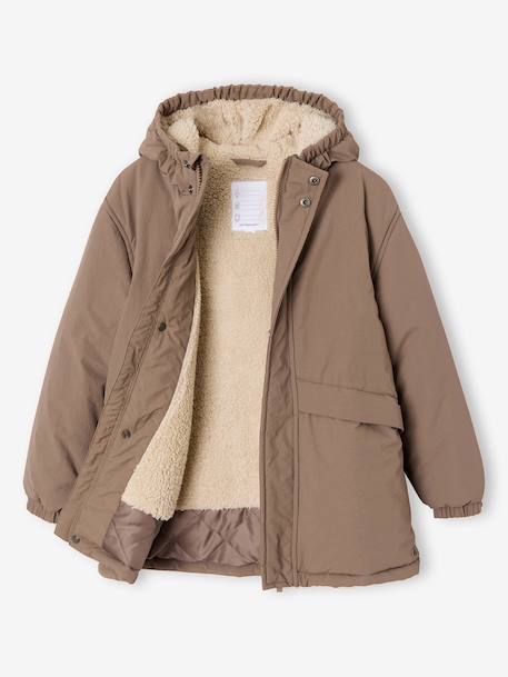 Hooded Sherpa-Lined Parka for Boys black+khaki+sage green+taupe 