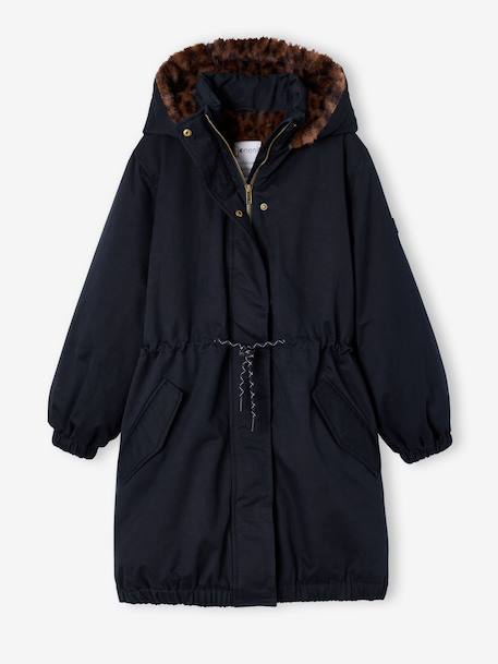 Lined parka for girls black 