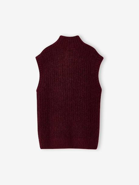 Sleeveless Trucker Jumper for Girls, JONEN bordeaux red+marl grey 