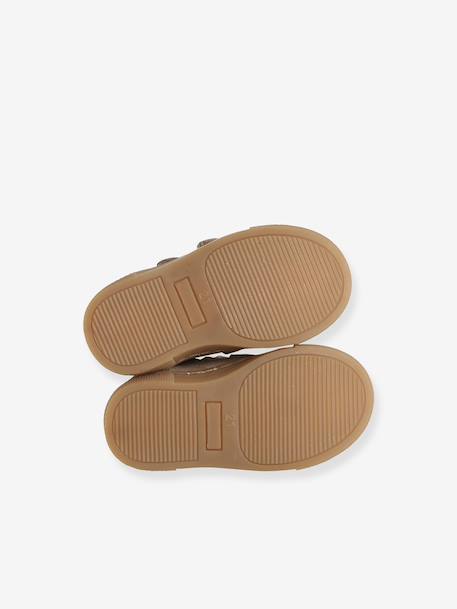 High-Top Leather Trainers for Babies golden yellow+printed beige 