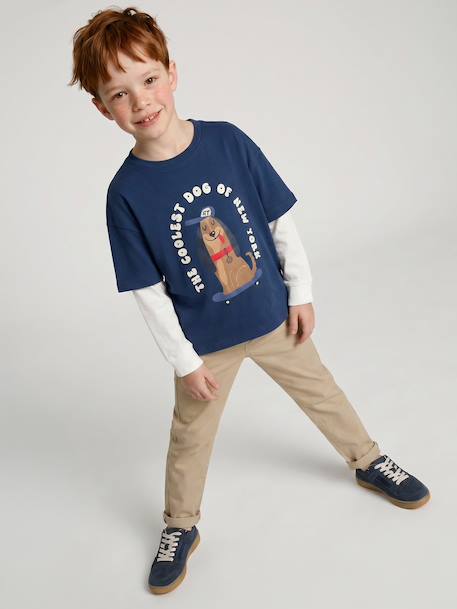 Long-sleeved T-shirt with layered look for boys navy blue 
