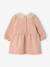Baby dress in fleece with crochet collar green+rosy 
