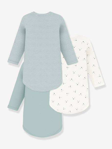 Pack of 3 long-sleeved bodysuits by PETIT BATEAU light green 