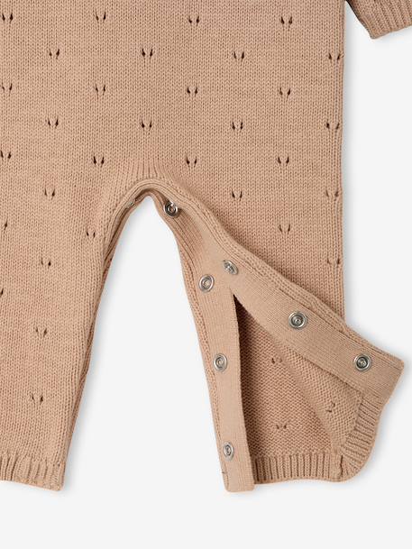 Knitted playsuit for baby girls marl beige 