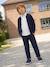 Long-Sleeved Varsity Cardigan for Boys marl grey+navy blue 