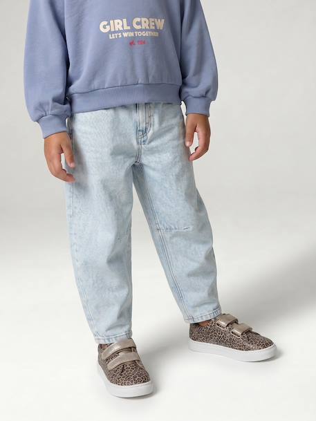 Balloon jeans for girls bleached denim+medium blue 