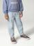 Balloon jeans for girls bleached denim+medium blue 