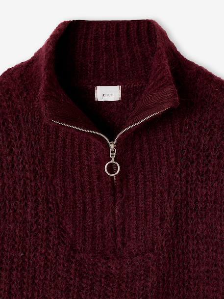 Sleeveless Trucker Jumper for Girls, JONEN bordeaux red+marl grey 