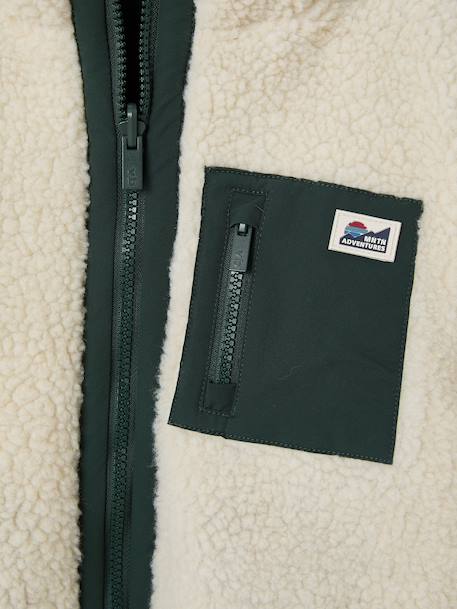 Reversible hooded jacket for boys fir green+grey blue 