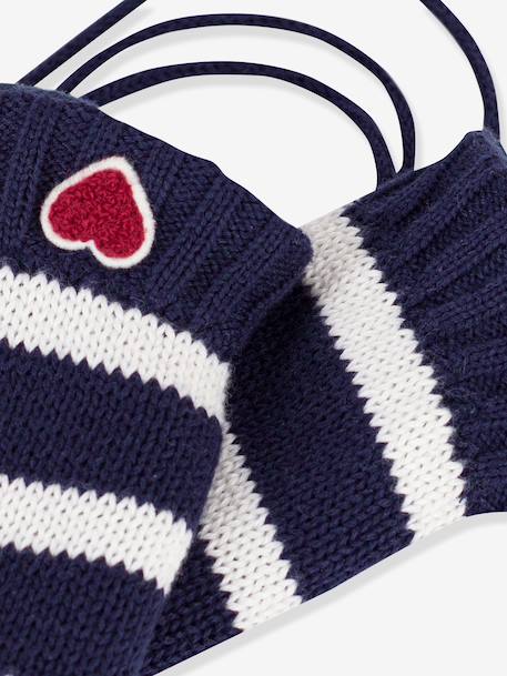 Striped mittens by PETIT BATEAU navy blue 