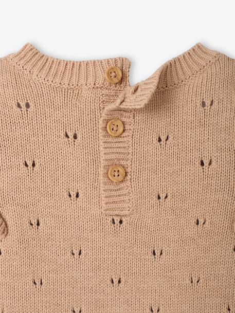 Knitted playsuit for baby girls marl beige 