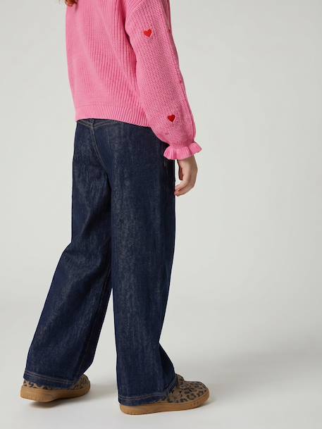 Wide-leg jeans for girls brut denim+medium blue 