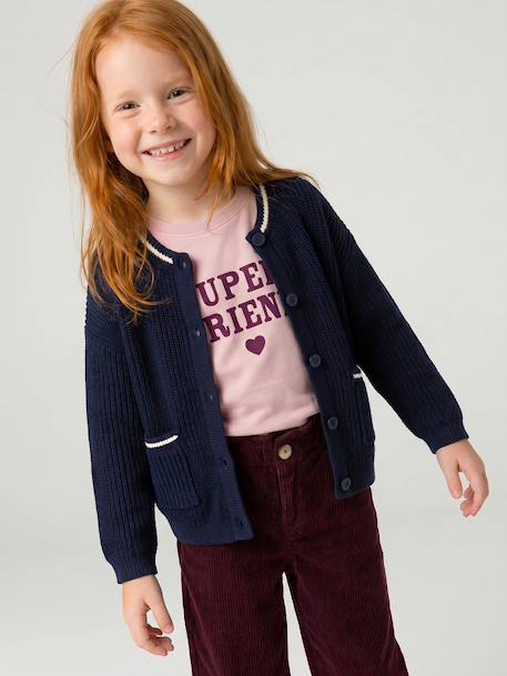 Knit cardigan for girls navy blue 
