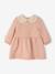 Baby dress in fleece with crochet collar green+rosy 