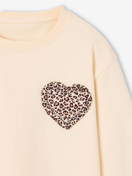 Long-sleeved T-shirt for girls ecru+vanilla 