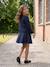 Easy-to-Slip-On Pleated Skirt for Girls grey+navy blue 