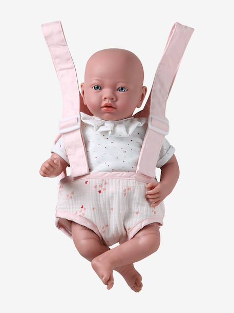 Baby Carrier For Dolls, in Cotton Gauze black+printed pink+rose+yellow 