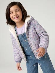-Reversible Leopard/Sherpa Windcheater with Hood for Girls
