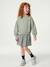 Dual Fabric Dress for Girls anthracite+ecru+mauve+sage green 