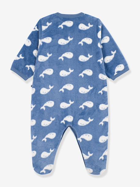 Baby whale print sleepsuit by PETIT BATEAU night blue 