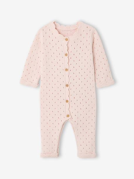 Newborn playsuit and hat set for girls pale pink 