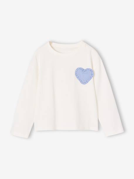 Long-sleeved T-shirt for girls ecru+vanilla 