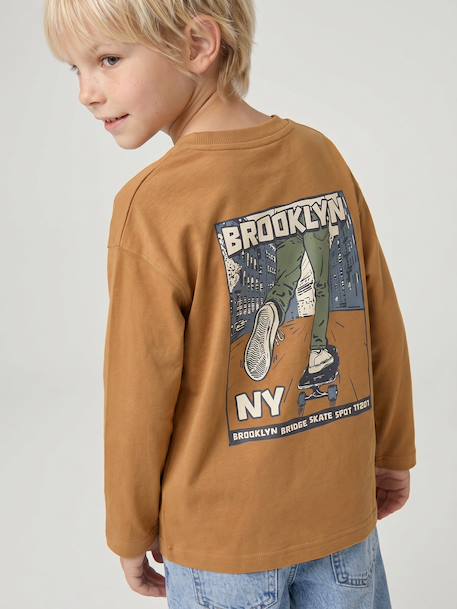 Long-sleeved T-shirt for boys fir green+ocean blue+ochre 